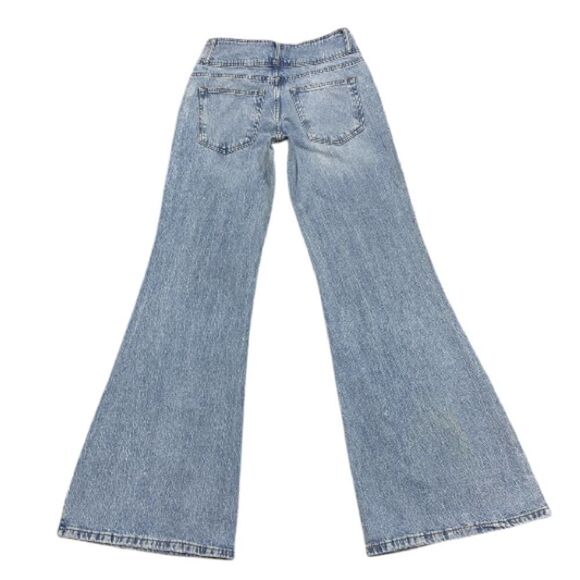 PIRAL 28x34 Mid Rise Stretch Flare Jeans Double Button Wide Leg Denim EUC - Picture 3 of 10